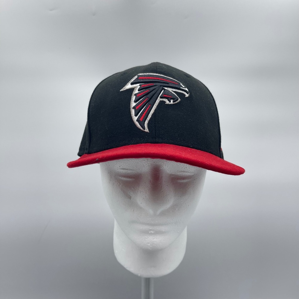 New Era 59Fifty NFL Atlanta Falcons 7 3/8 BLK/Red Fitted Hat Flat Brim Logo Cap